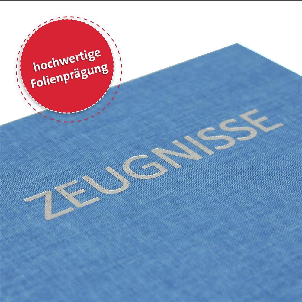 Roth Zeugnismappe Bicolor Grey-Denim Blue, mit 12 A4 Klarsichthüllen, im Buchleineinband