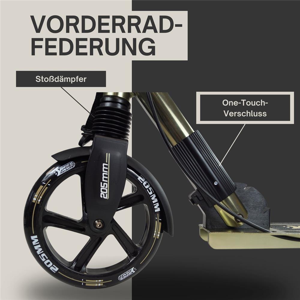 Best Sporting Cityroller 205 mm klappbar, Schwarz-Gold