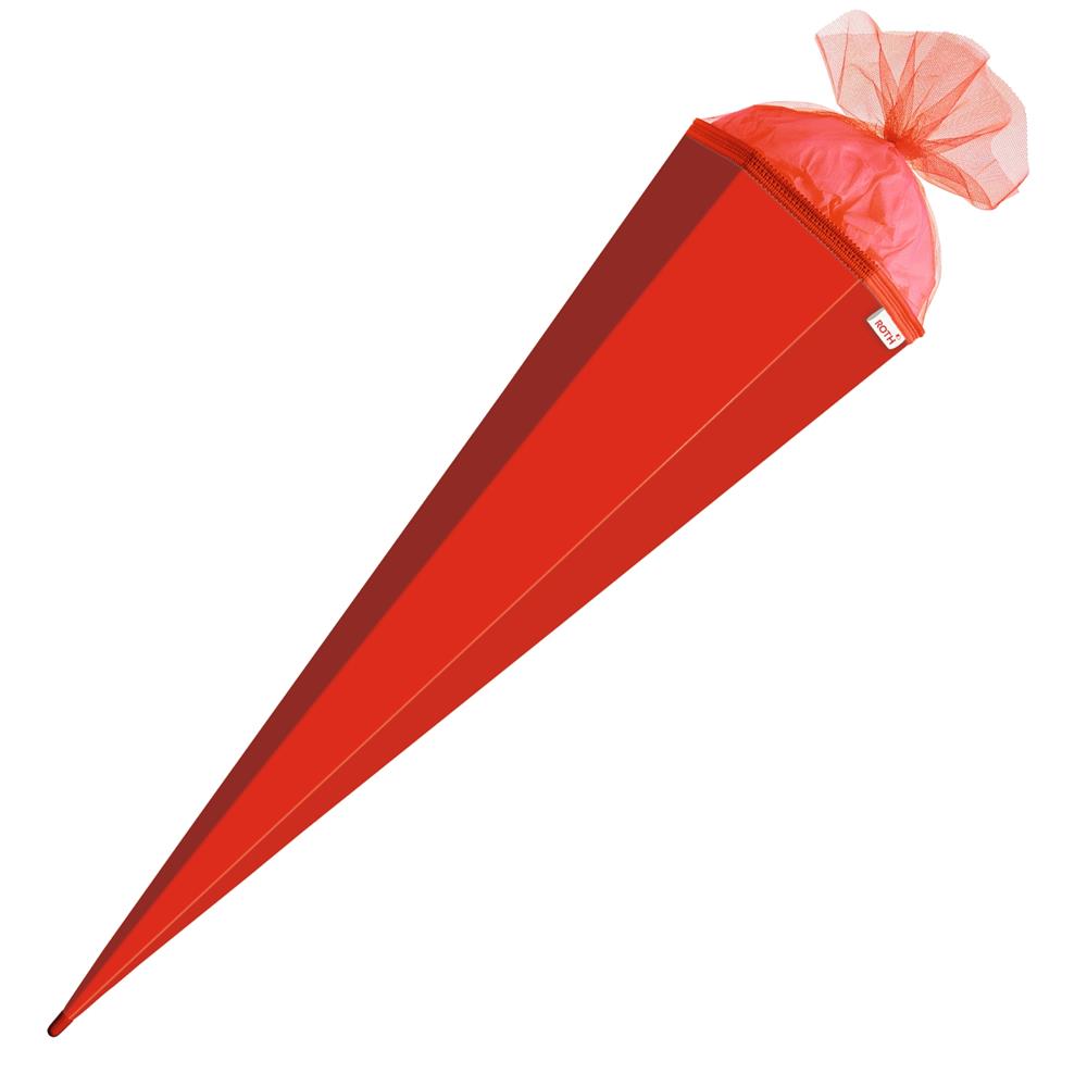 Roth Schultüte-Rohling/Basteltüte, rot, 85cm, eckig, Rot(h)-Spitze, mit Tüllverschluss