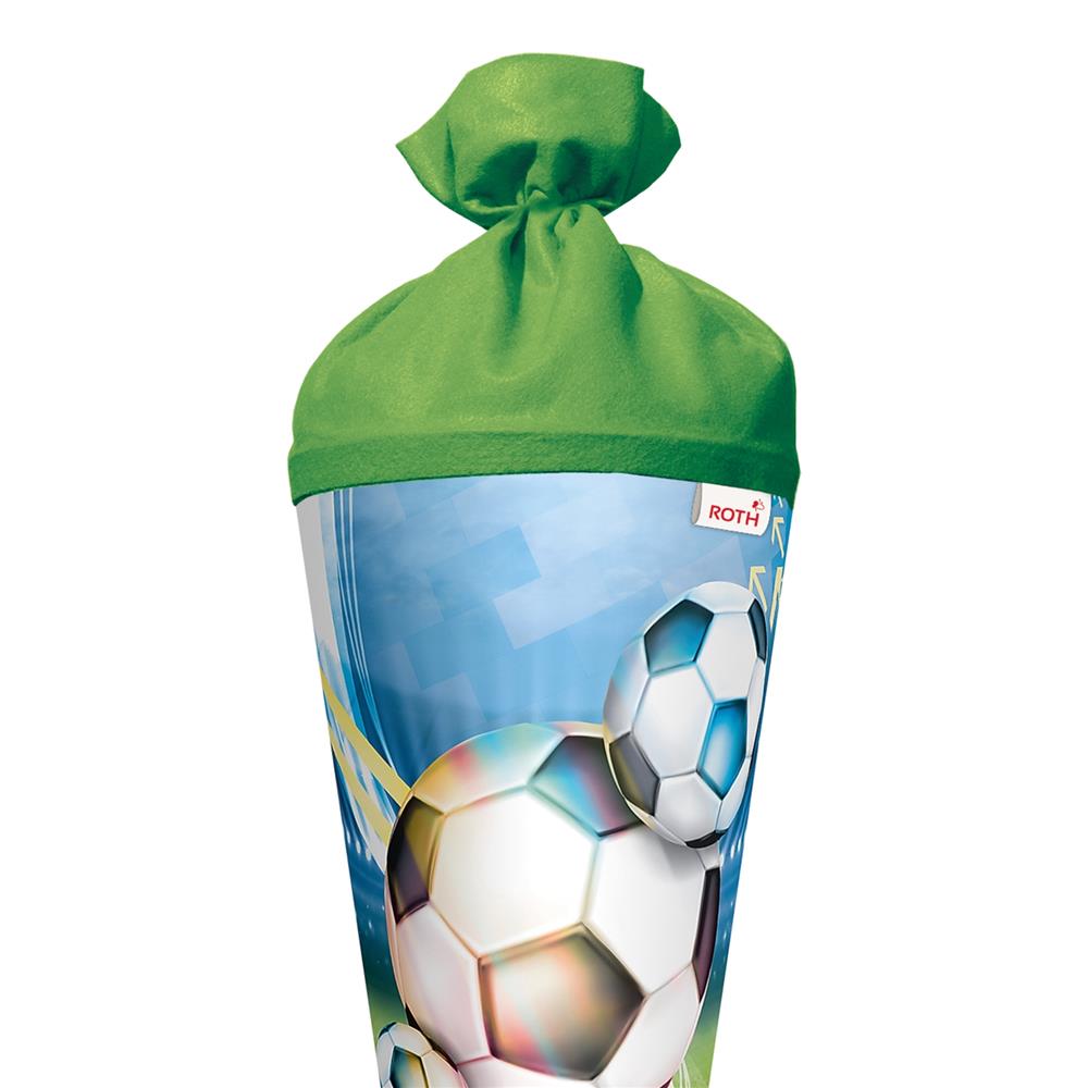 Roth Schultüte Fußball, 70cm, rund, Rot(h)-Spitze, Filzverschluss