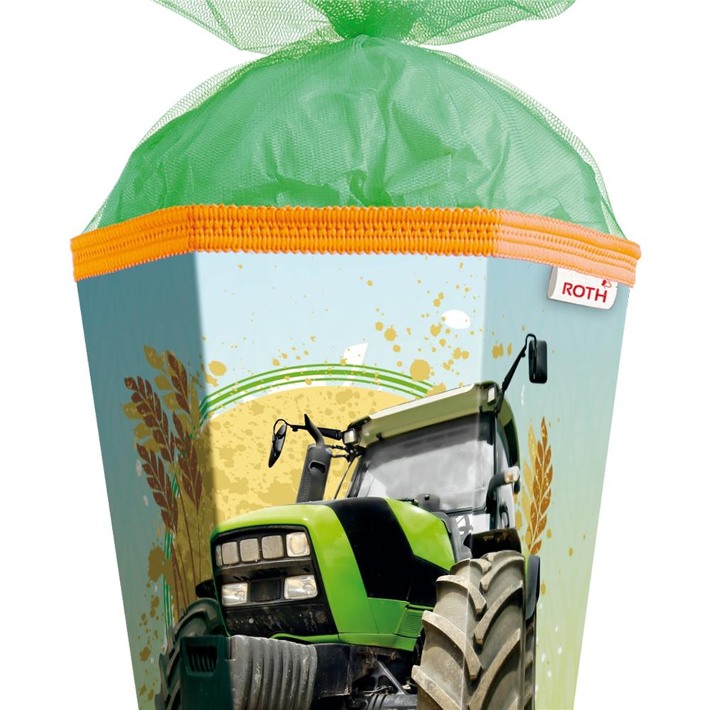 Roth Schultüte Traktor, 85cm, eckig, Rot(h)-Spitze, Tüllverschluss