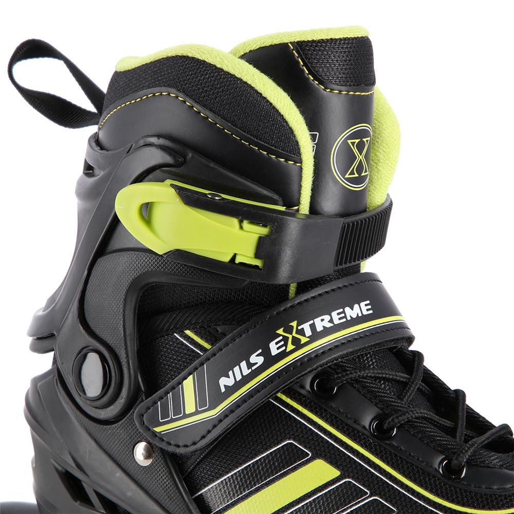 NILS EXTREME NH18191 2in1 Inliner Schlittschuhe Kinder Gr. 34-38, Schwarz-Limettengrün, verstellbar