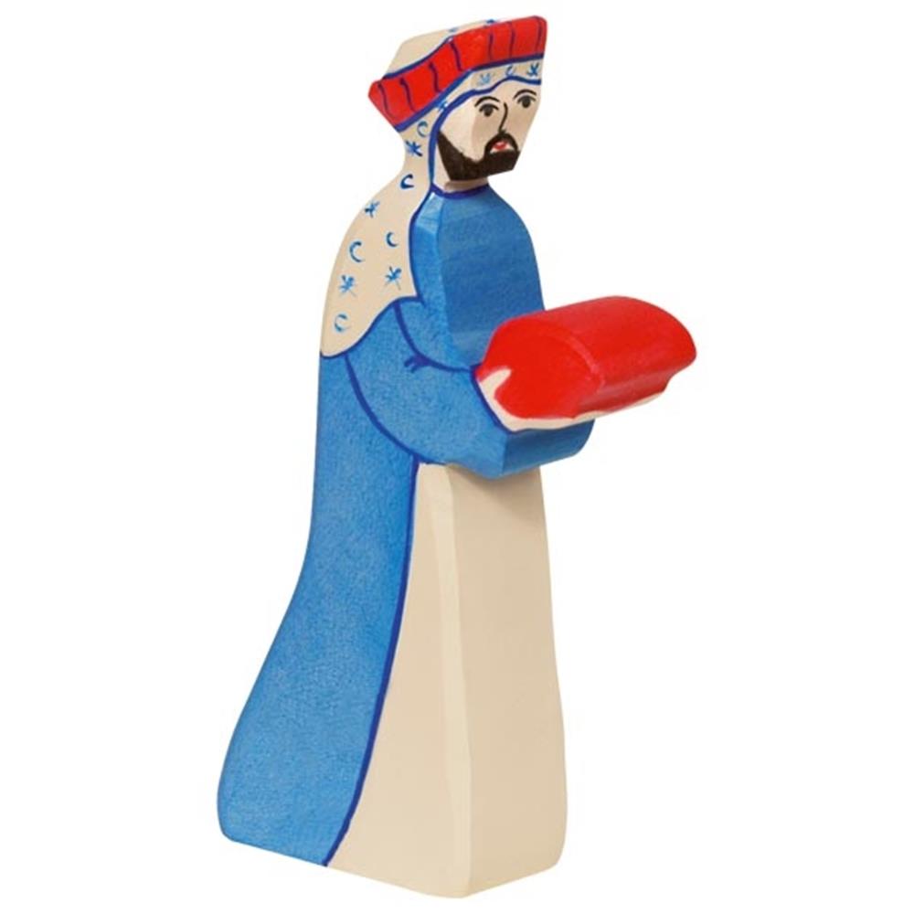 Holztiger Holzfigur - Melchior 2, violett, Krippenfigur, Holzspielzeug, ab 3 Jahren