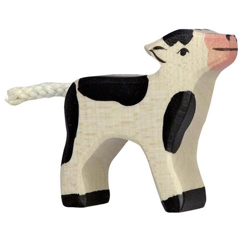 Holztiger Holzfigur - Kalb, schwarz, Holzspielzeug, ab 3 Jahren