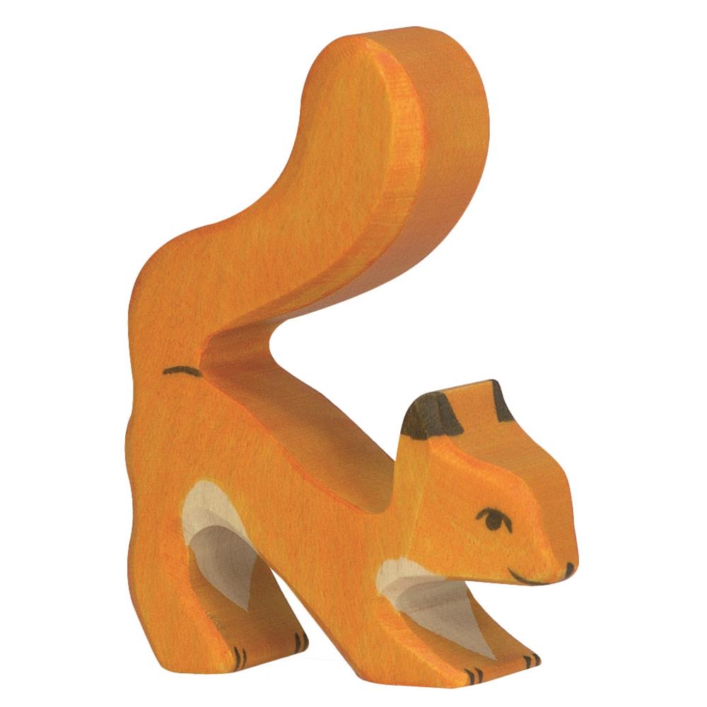 Holztiger Holzfigur - Eichhörnchen, orange, Holzspielzeug, ab 3 Jahren