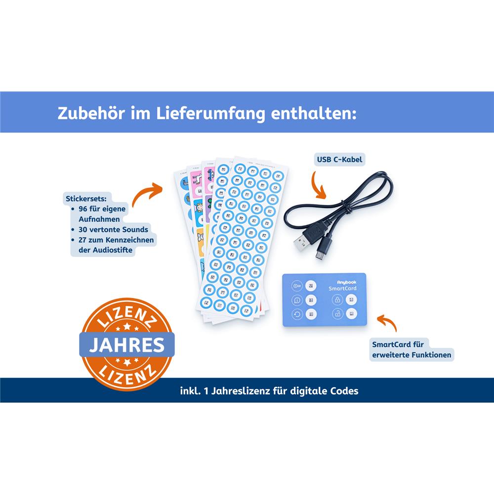 Anybook Pro M703 – Klassensatz mit 4 Audiostiften und 1 Jahreslizenz für digitale Codes