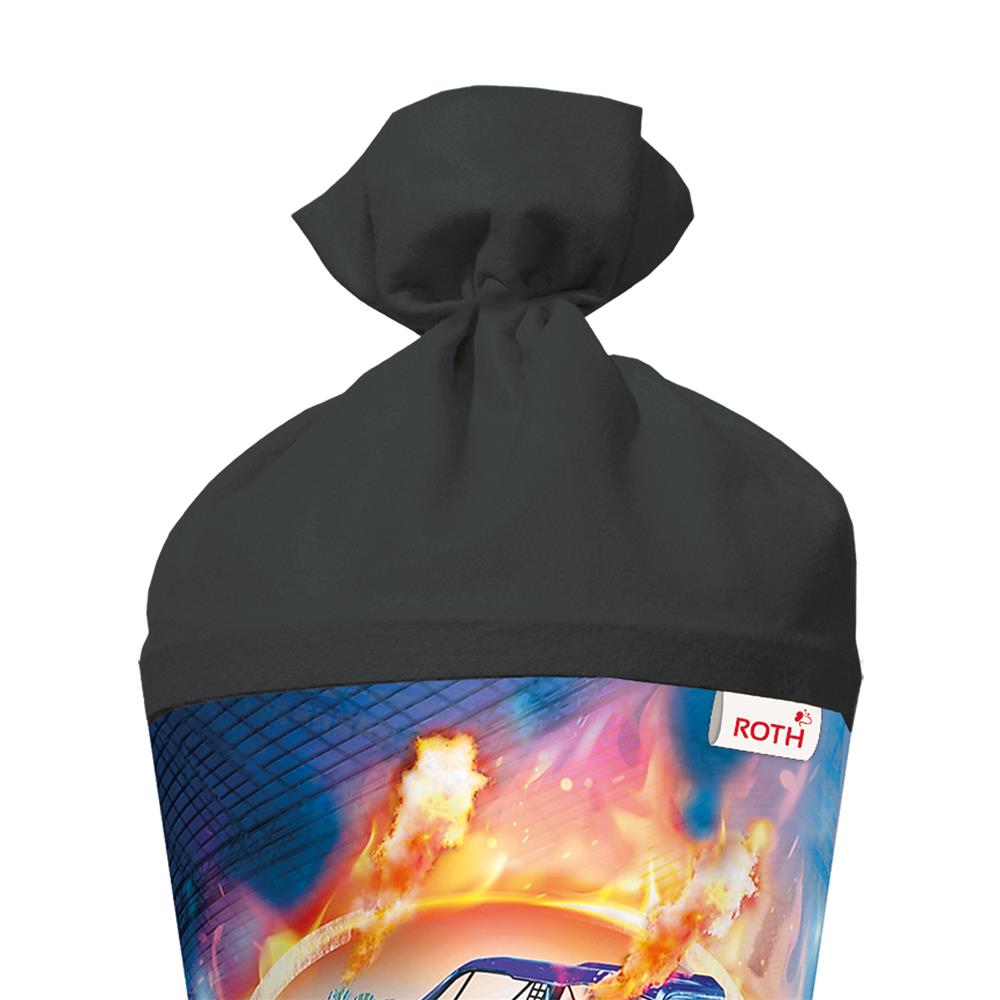 Roth Schultüte Monstertruck Fire, 70cm, rund, Rot(h)-Spitze, Filzverschluss, Folieneffekt
