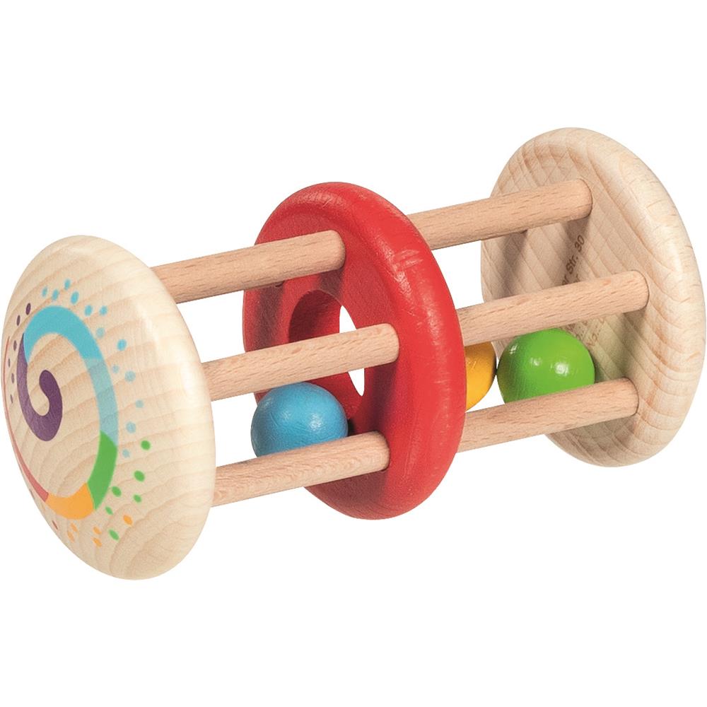 goki Greifling Doppelkäfigrassel – Motorikspielzeug, Holzspielzeug für Kinder ab 0 Monaten