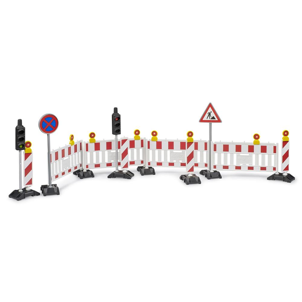 Bruder 62009 - Zubehör: Verkehrssicherungsset mit Ampeln, Baustellenabsperrung
