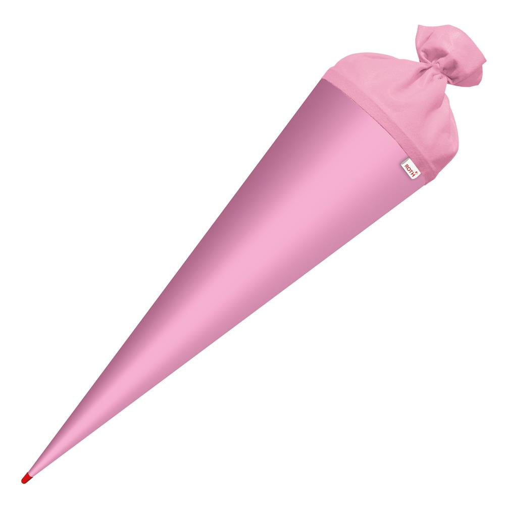 Roth Schultüte-Rohling/Basteltüte, rosa, 70cm, rund, Rot(h)-Spitze, mit Filzverschluss