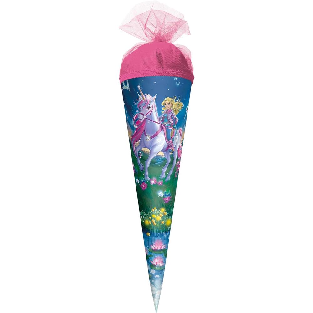 Roth Schultüte Magische Einhornreiterin, 50cm, rund, Tüllverschluss