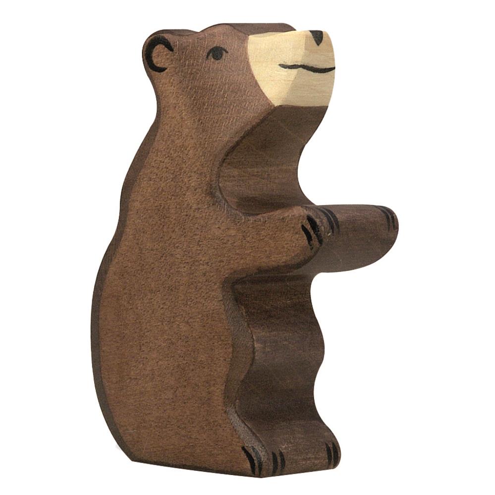 Holztiger Holzfigur - Braunbär, klein, sitzend, Holzspielzeug, ab 3 Jahren