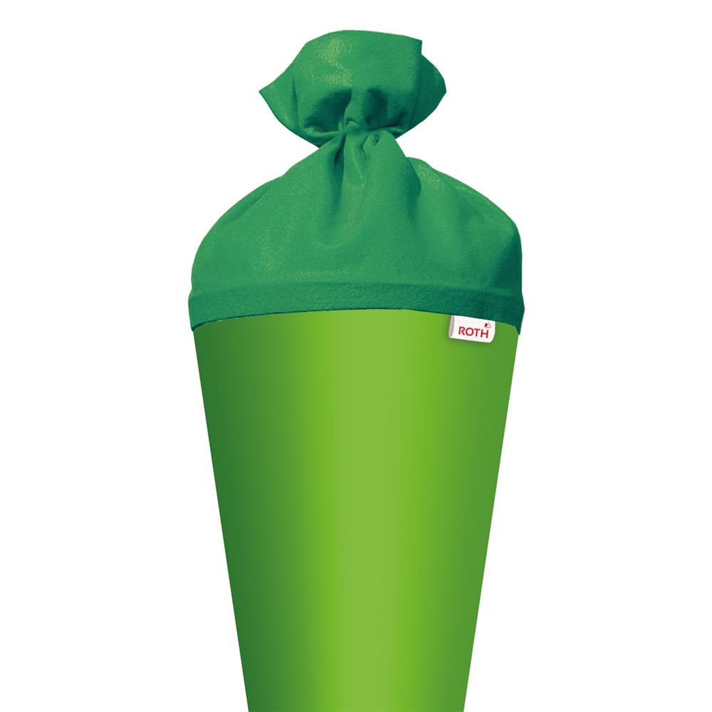 Roth Schultüte-Rohling/Basteltüte, grün, 70cm, rund, Rot(h)-Spitze, mit Filzverschluss