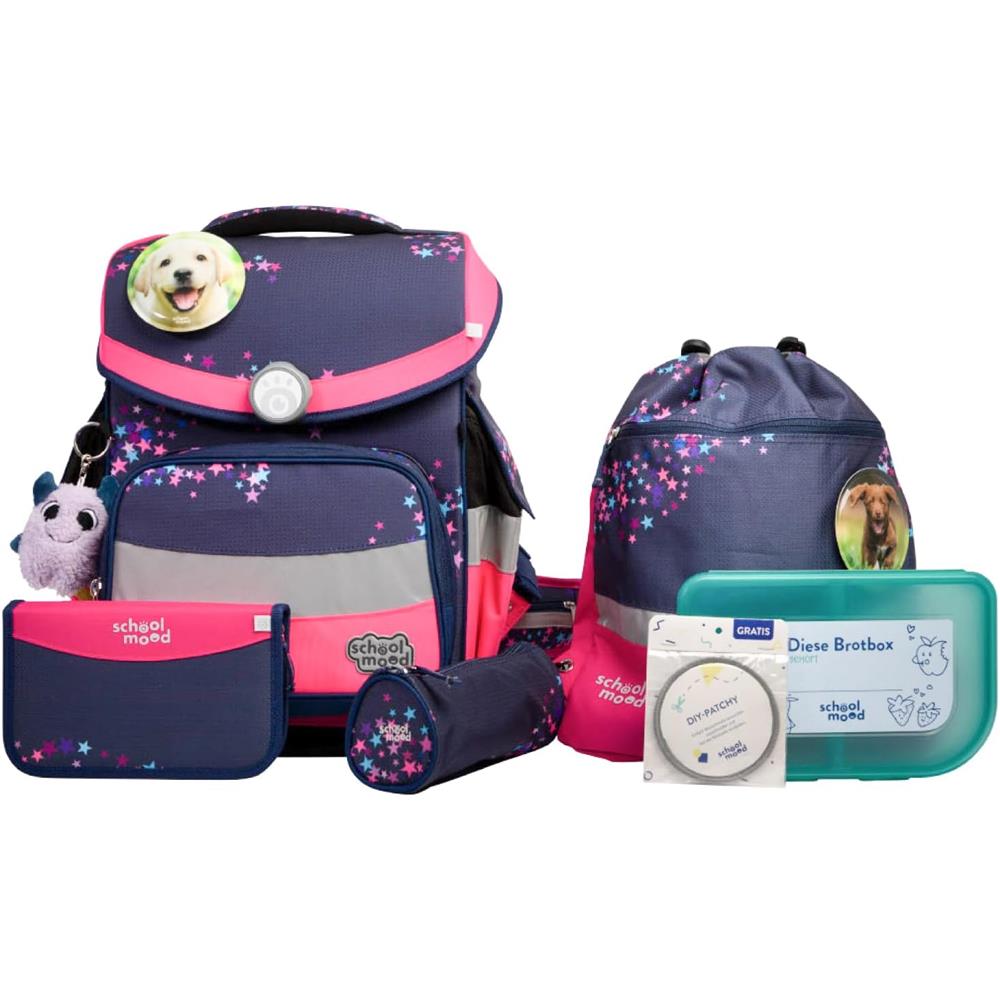 School-Mood Schulranzen Set Timeless Pro Leni (Hund) 7-teilig