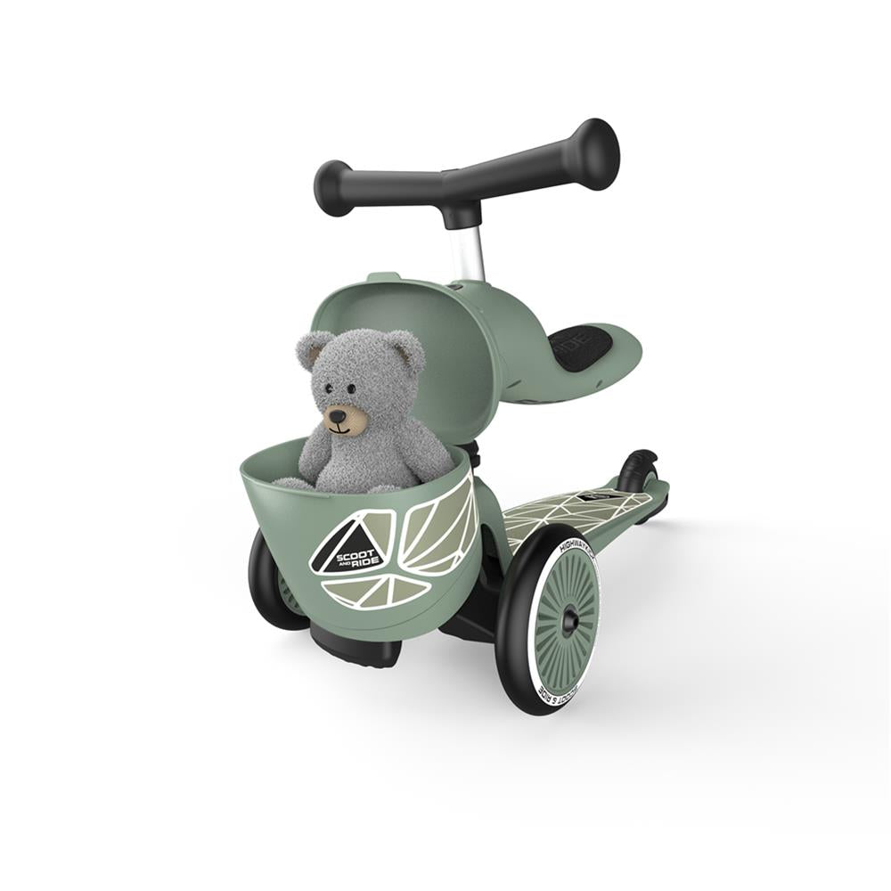 Scoot & Ride Highwaykick 1 Lifestyle, green lines - Kinderroller mit Aufbewahrungsbox