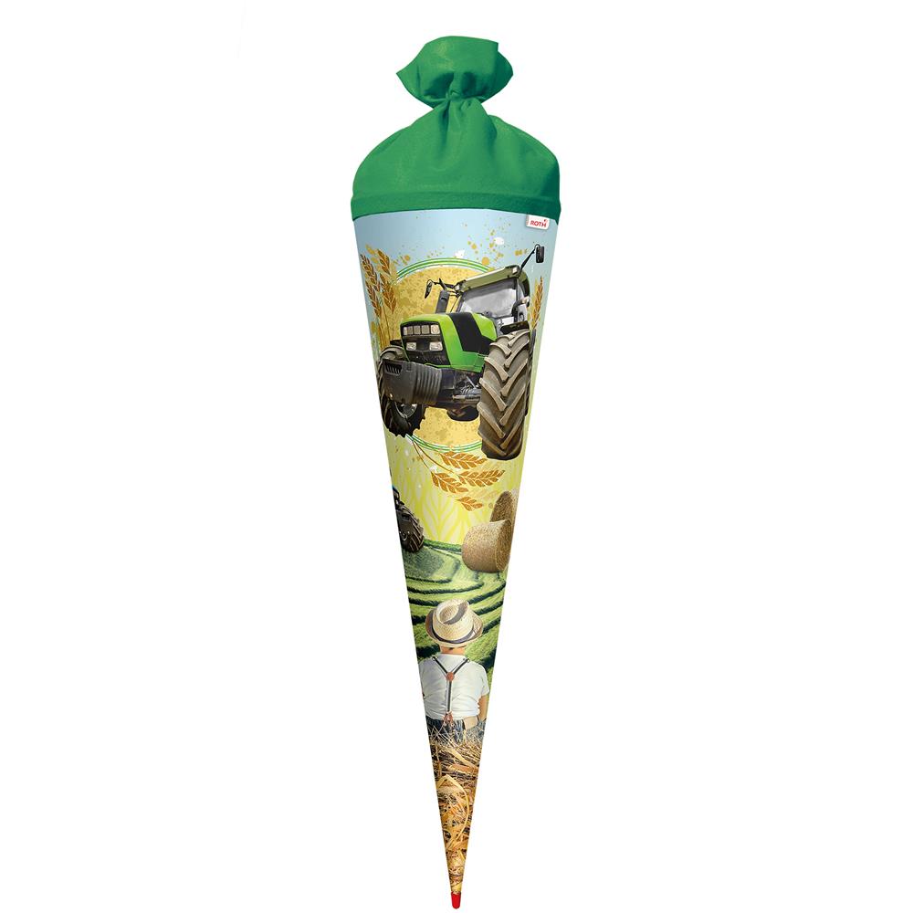 Roth Schultüte Traktor, 70cm, rund, Rot(h)-Spitze, Filzverschluss