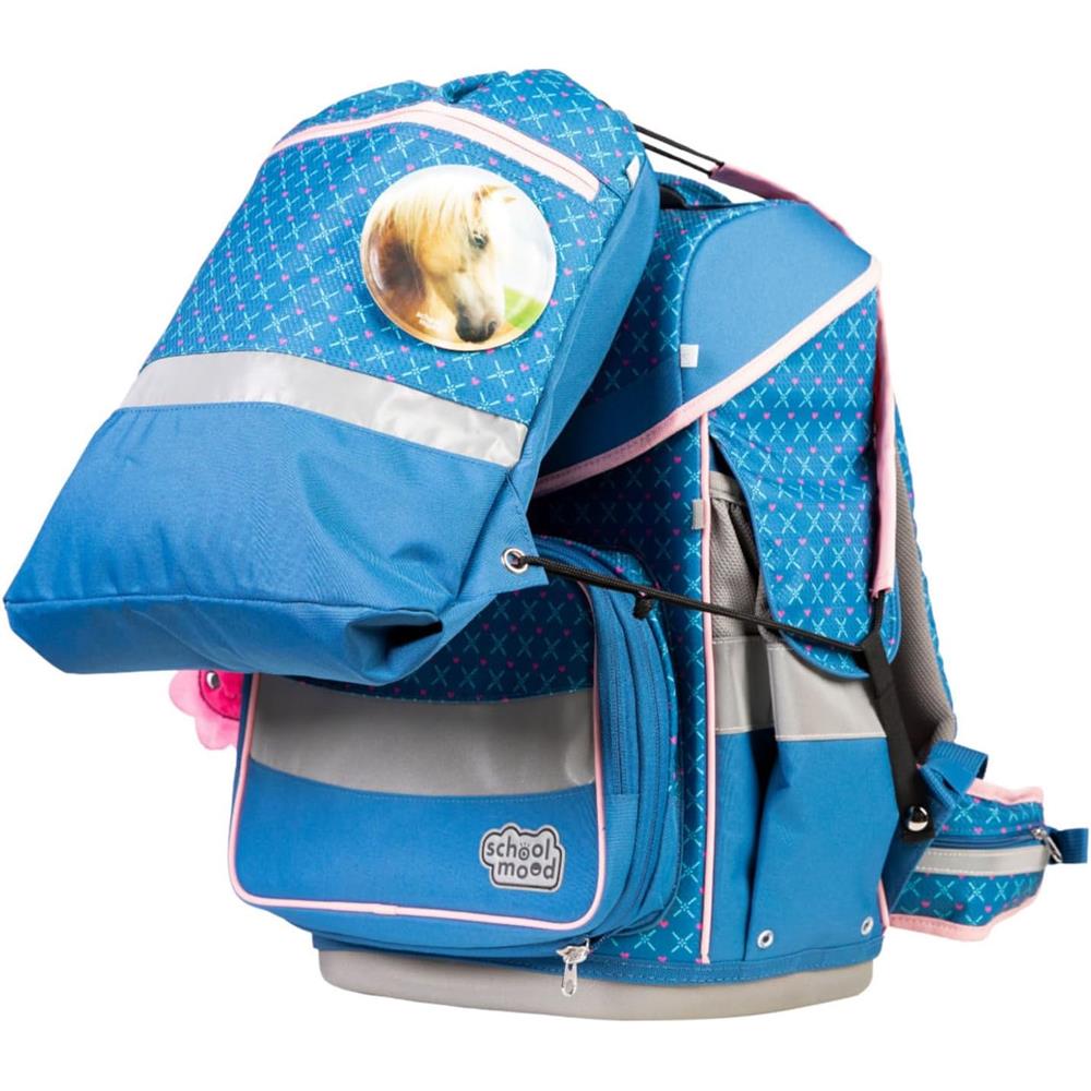 School-Mood Schulranzen Set Timeless Pro Mila (Pferd) 7-teilig