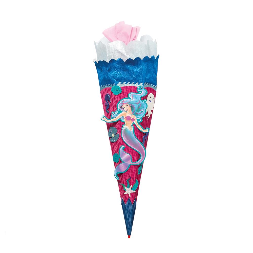Roth Schultüte-Bastelset, Meerjungfrau, 68cm, eckig, Rot(h)-Spitze, Kreppverschluss