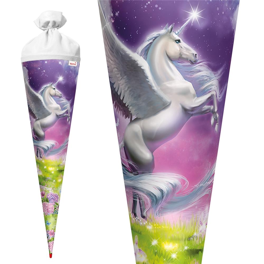 Roth Schultüte Magic Pegasus, 70cm, rund, Rot(h)-Spitze, Filzverschluss