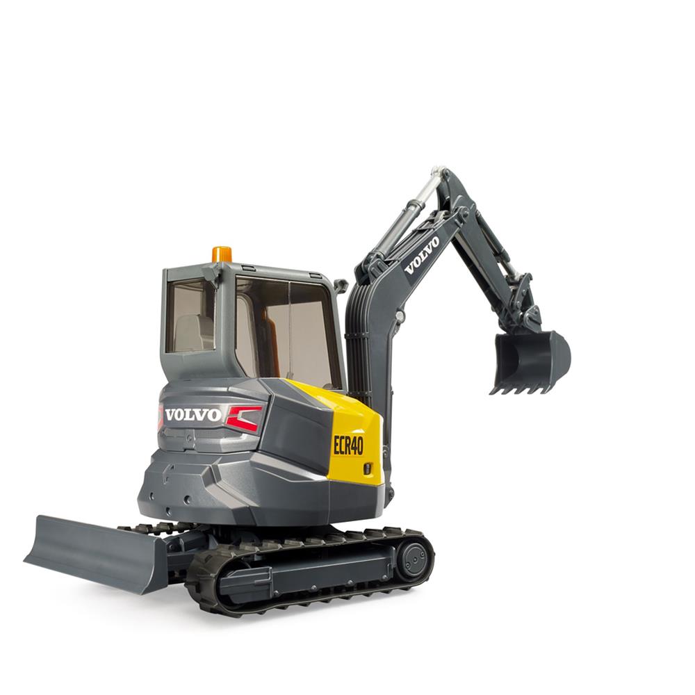 Bruder 02465 - Volvo Kompaktbagger ECR40, 360° Bagger mit Räumschild