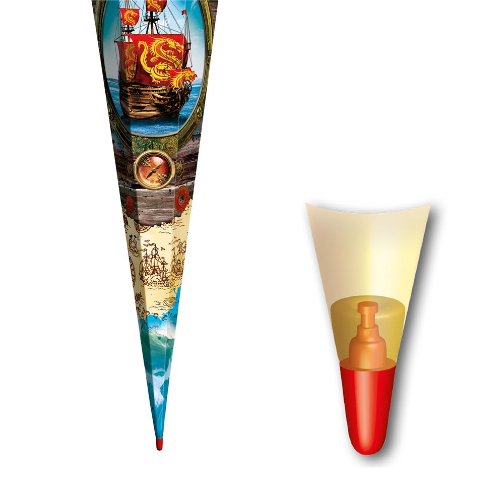 Roth Schultüte Piratenschiff, 85cm, eckig, Rot(h)-Spitze, Tüllverschluss