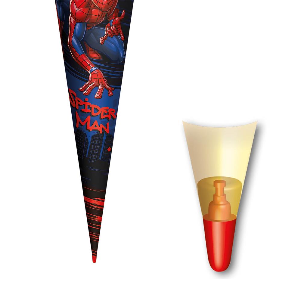 Roth Schultüte Marvel Spiderman, 70cm, rund, Rot(h)-Spitze, Filzverschluss