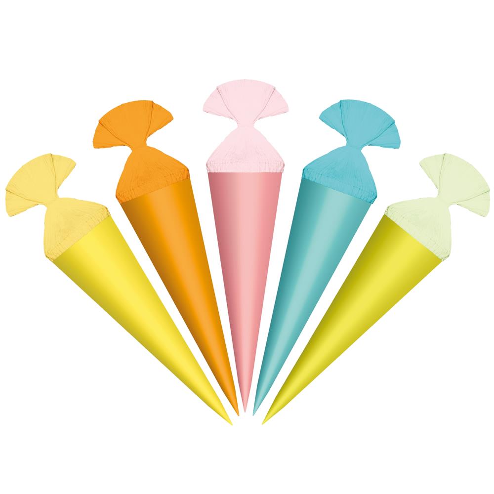 Roth Deko-Schultüten 22 cm Pastell – 5er Set