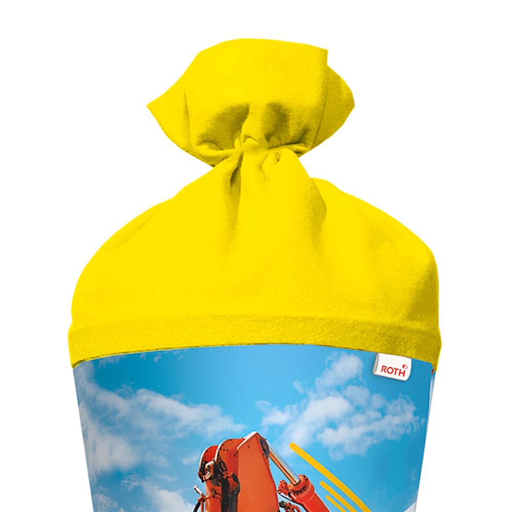 Roth Schultüte Achtung Bagger, 70cm, rund, Rot(h)-Spitze, Filzverschluss, Folieneffekt