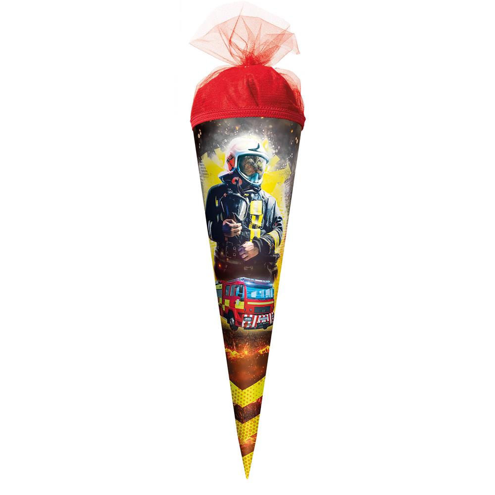 Roth Schultüte Feuerwehrmann, 35cm, rund, Tüllverschluss