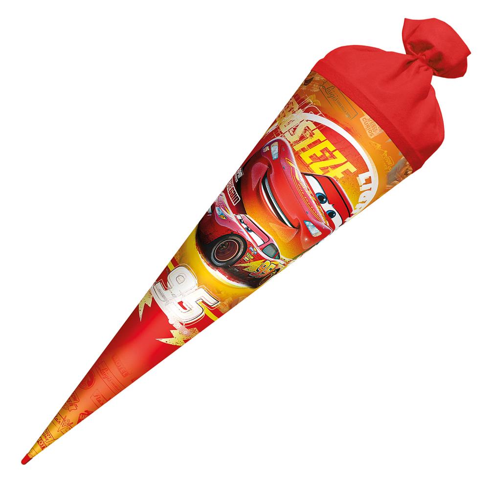 Roth Schultüte Disney Cars, 70cm, rund, Rot(h)-Spitze, Filzverschluss, Folieneffekt