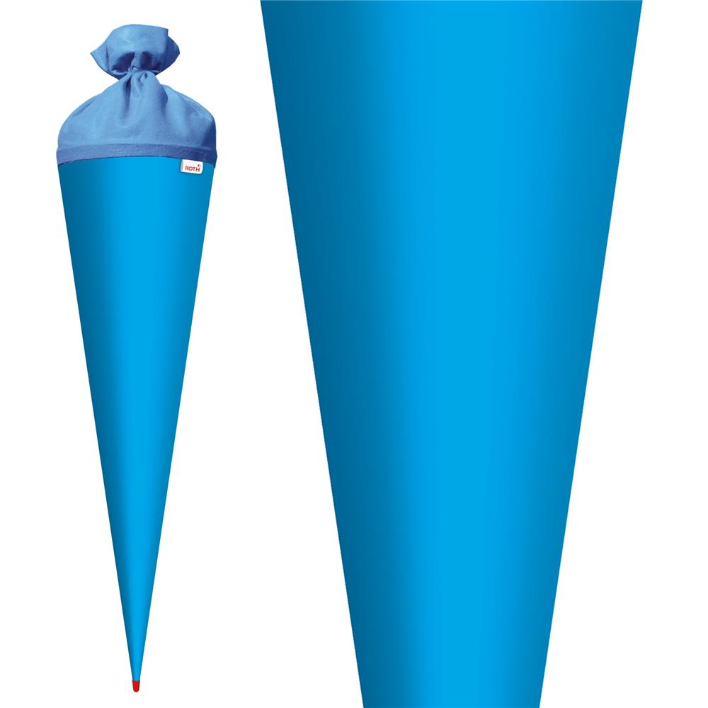 Roth Schultüte-Rohling/Basteltüte, pazifikblau, 70cm, rund, Rot(h)-Spitze, mit Filzverschluss