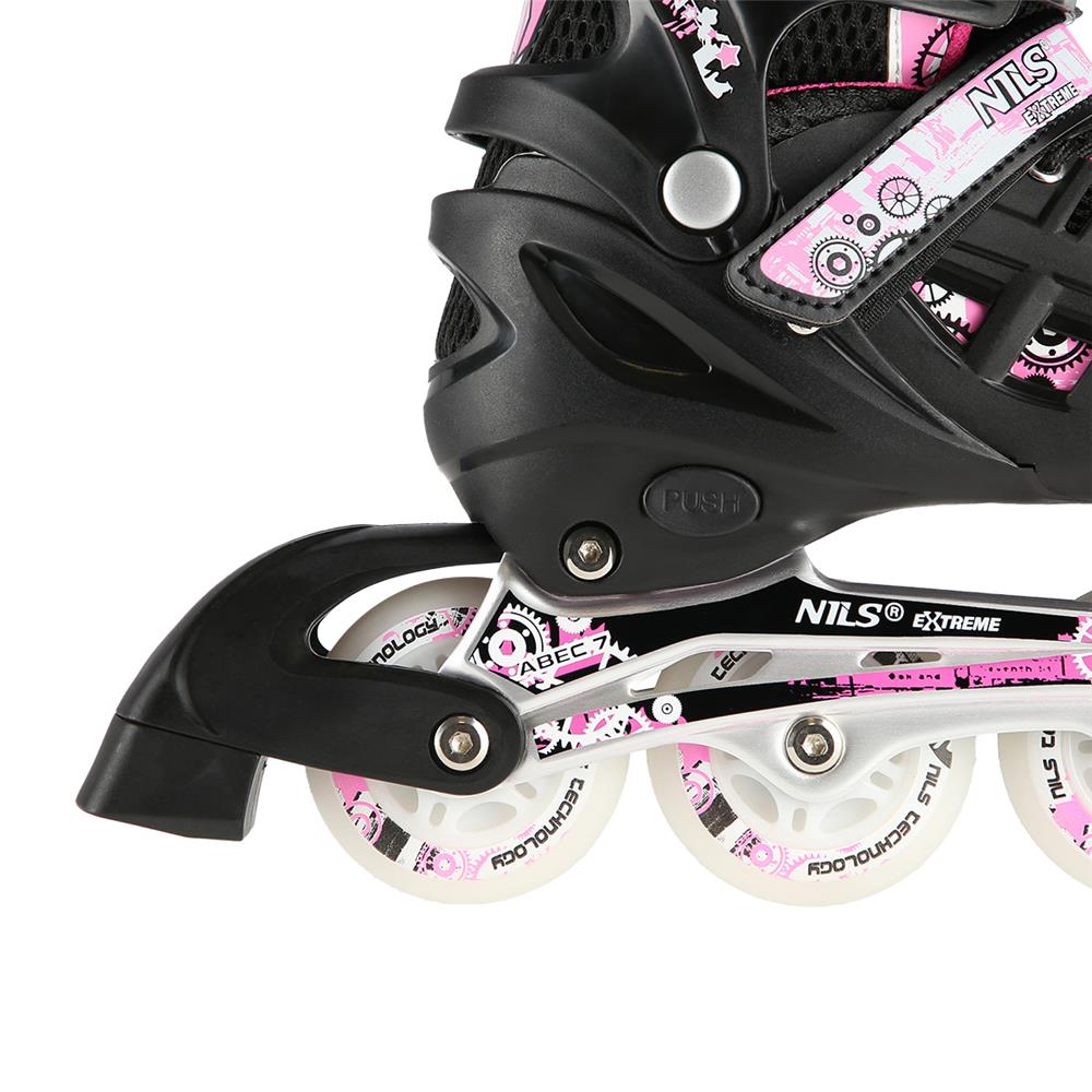 NILS EXTREME NH10905 4in1 LED Inliner Schlittschuhe Rollschuhe Gr. 35-38, Rosa, verstellbar
