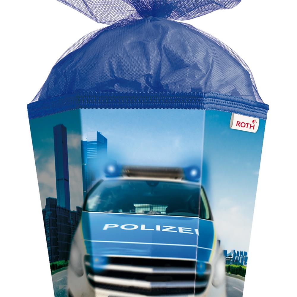 Roth Extra große XXL Schultüte Polizei 110, 100cm, eckig, Rot(h)-Spitze, Tüllverschluss