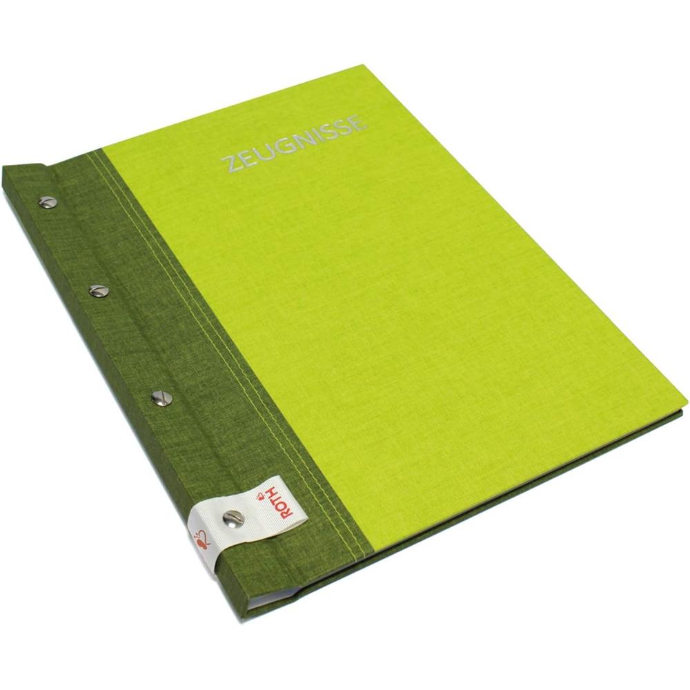 Roth Zeugnismappe Bicolor Olive-Green, mit 12 A4 Klarsichthüllen, im Buchleineinband