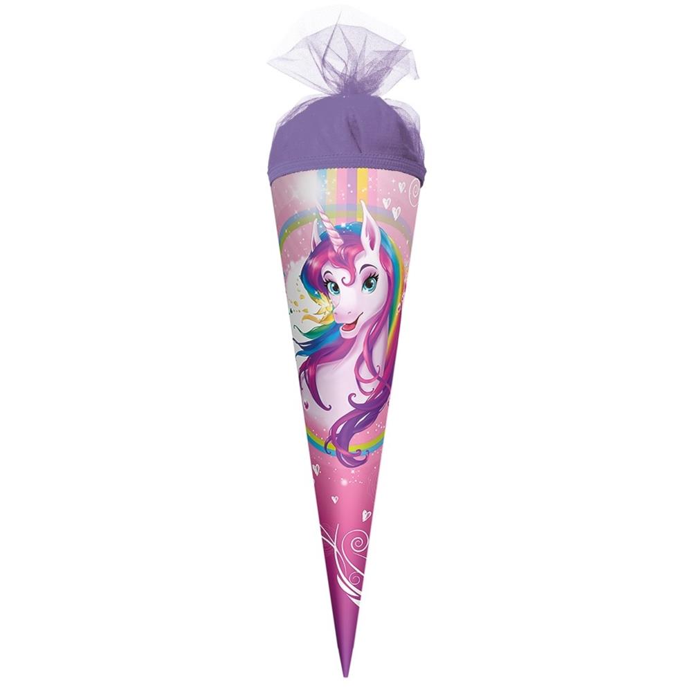 Roth Schultüte Einhornportrait, 35cm, rund, Tüllverschluss