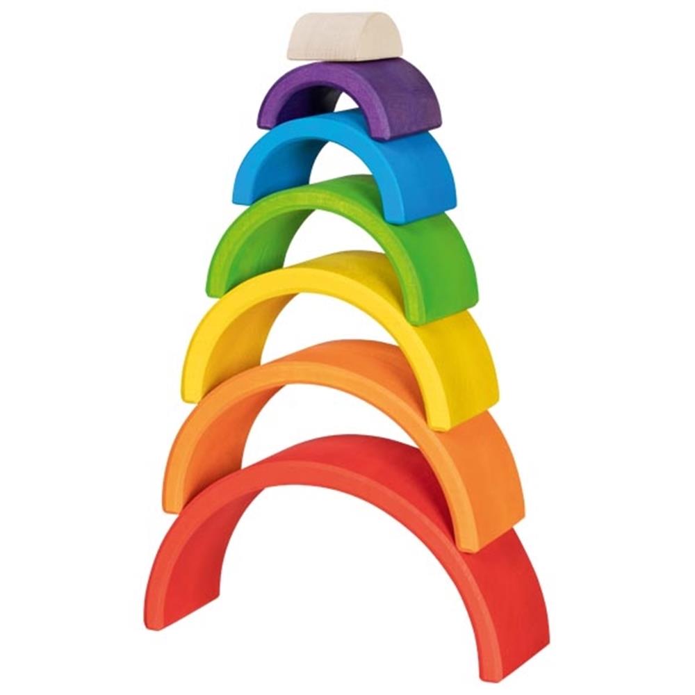 goki Holzbausteine - Kleiner Regenbogen, bunt lackiert