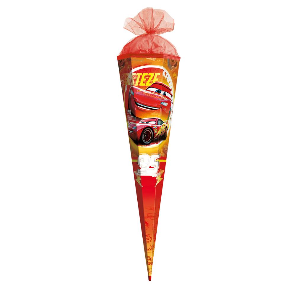Roth Schultüte Disney Cars, 85cm, eckig, Rot(h)-Spitze, Tüllverschluss, Folieneffekt