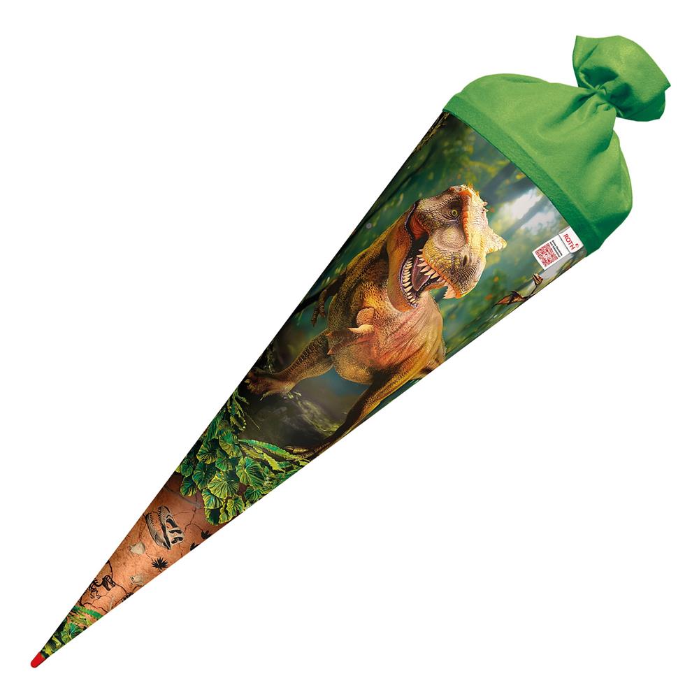 Roth Schultüte Dinosaurier T-Rex, 70cm, rund, Rot(h)-Spitze, Filzverschluss, mit Sound