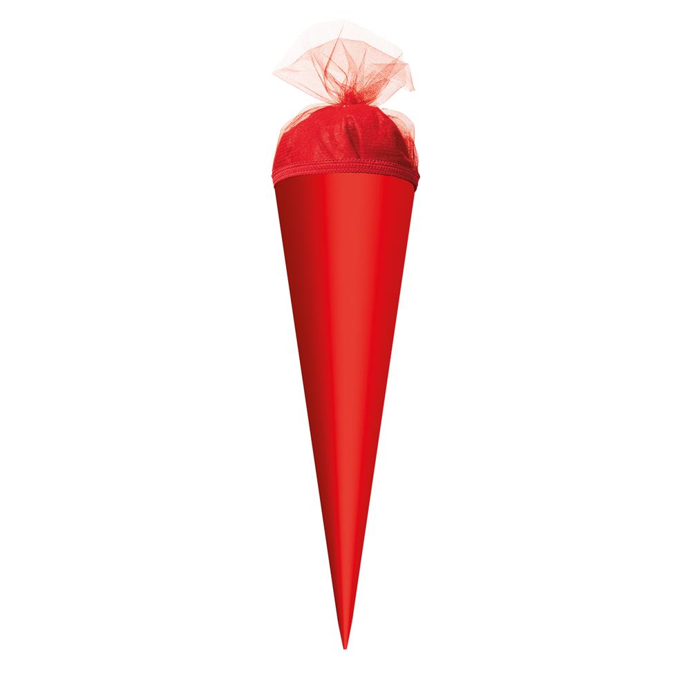 Roth Schultüte-Rohling/Basteltüte, rot, 35cm, rund, Tüllverschluss