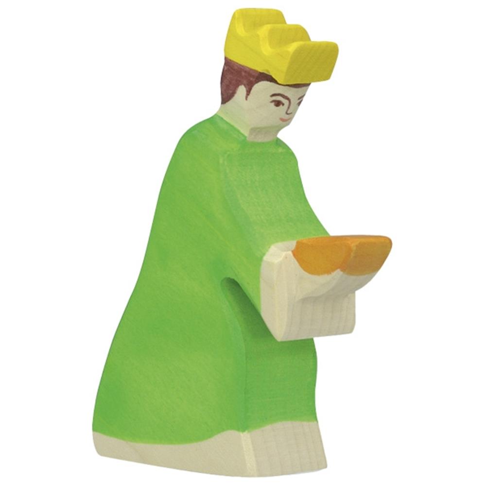 Holztiger Holzfigur - Balthasar 3, grün, Krippenfigur, Holzspielzeug, ab 3 Jahren