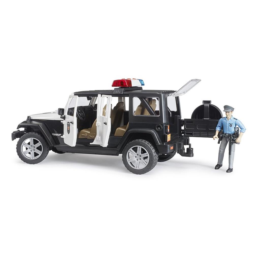 Bruder 02526 - Jeep Wrangler Rubicon Unlimited Polizeifahrzeug mit Polizist und Ausstattung
