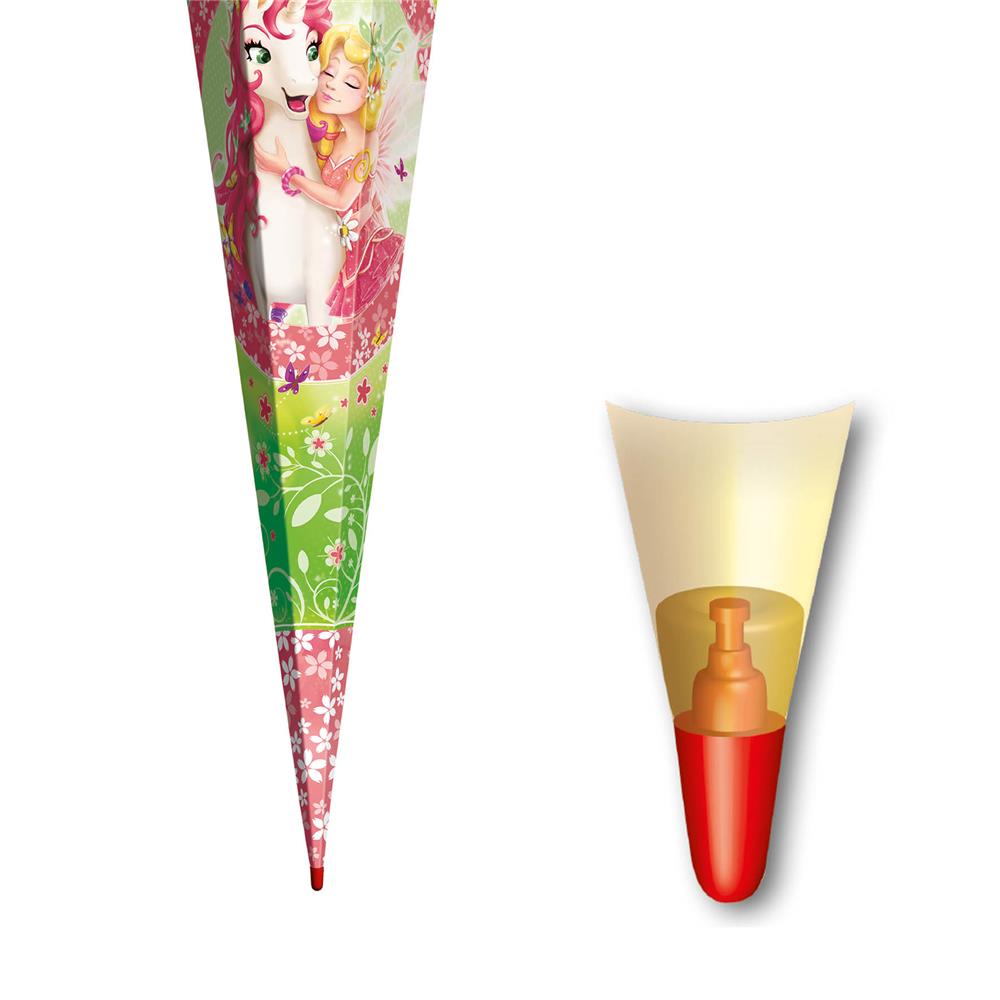 Roth Schultüte Einhornglück, 85cm, eckig, Rot(h)-Spitze, Tüllverschluss