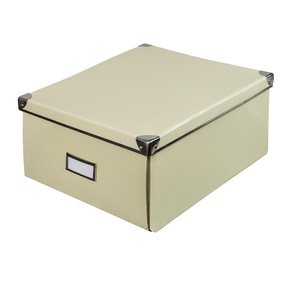 Idena Aufbewahrungsbox mit Deckel und Beschriftungsfeld, creme
