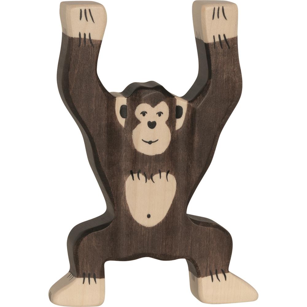 Holztiger Holzfigur - Schimpanse, stehend, Holzspielzeug, ab 3 Jahren