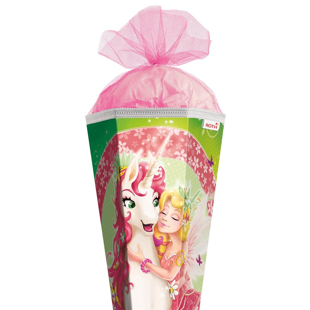 Roth Schultüte Einhornglück, 85cm, eckig, Rot(h)-Spitze, Tüllverschluss