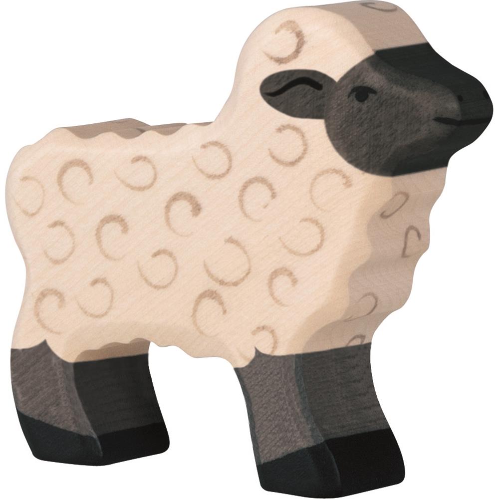 Holztiger Holzfigur - Schwarzkopfschaf, klein, Lamm, Holzspielzeug, ab 3 Jahren