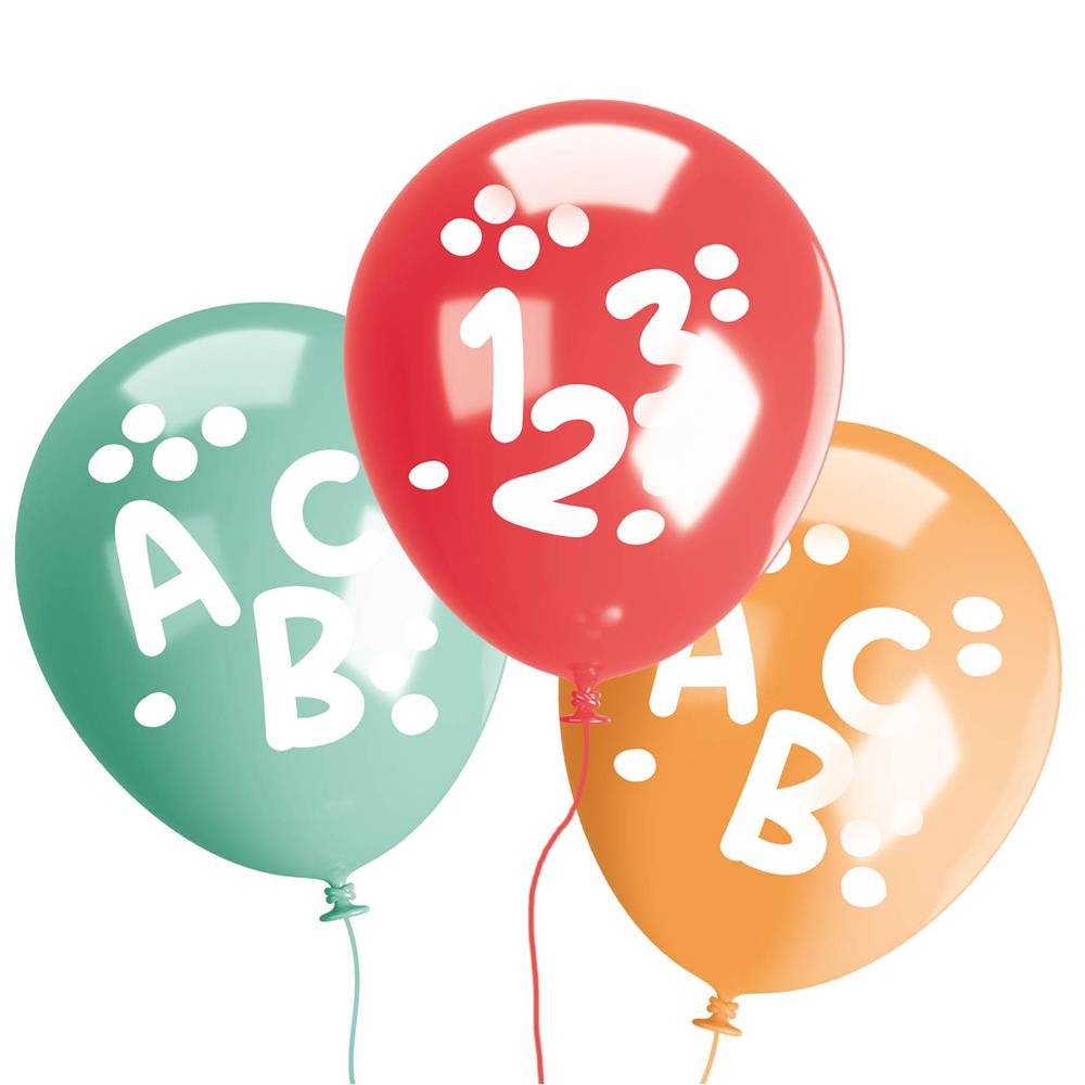 Roth Luftballons zur Einschulung, 16 Luftballons aus Naturkautschuk, 2 Motive in 4 Farben