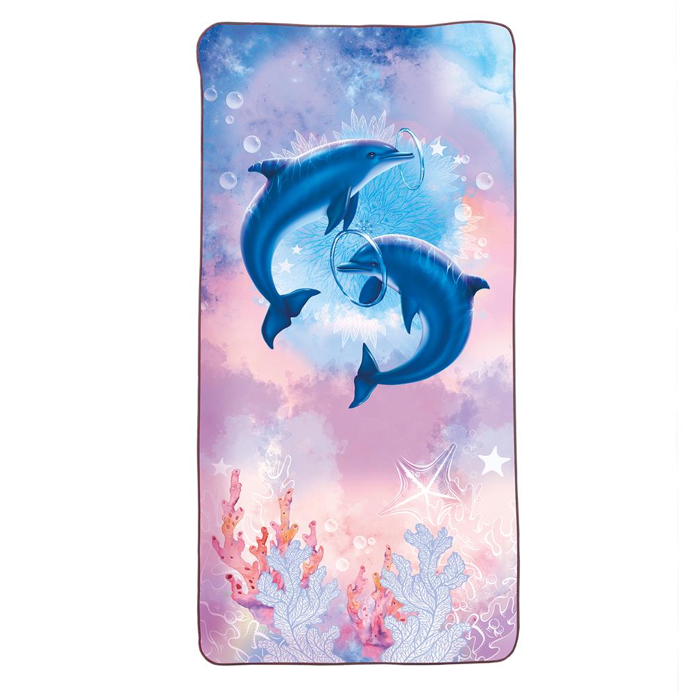 Roth Kinder-Badetuch, Delfine, 60x120 cm, platzsparend, schnell trocknend