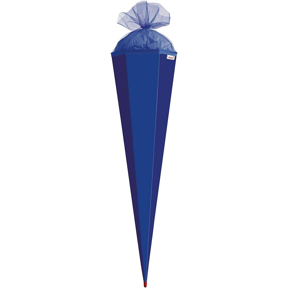 Roth Extra große XXL Schultüte-Rohling/Basteltüte, ultramarinblau, 100cm, eckig, Rot(h)-Spitze, Tüllverschluss