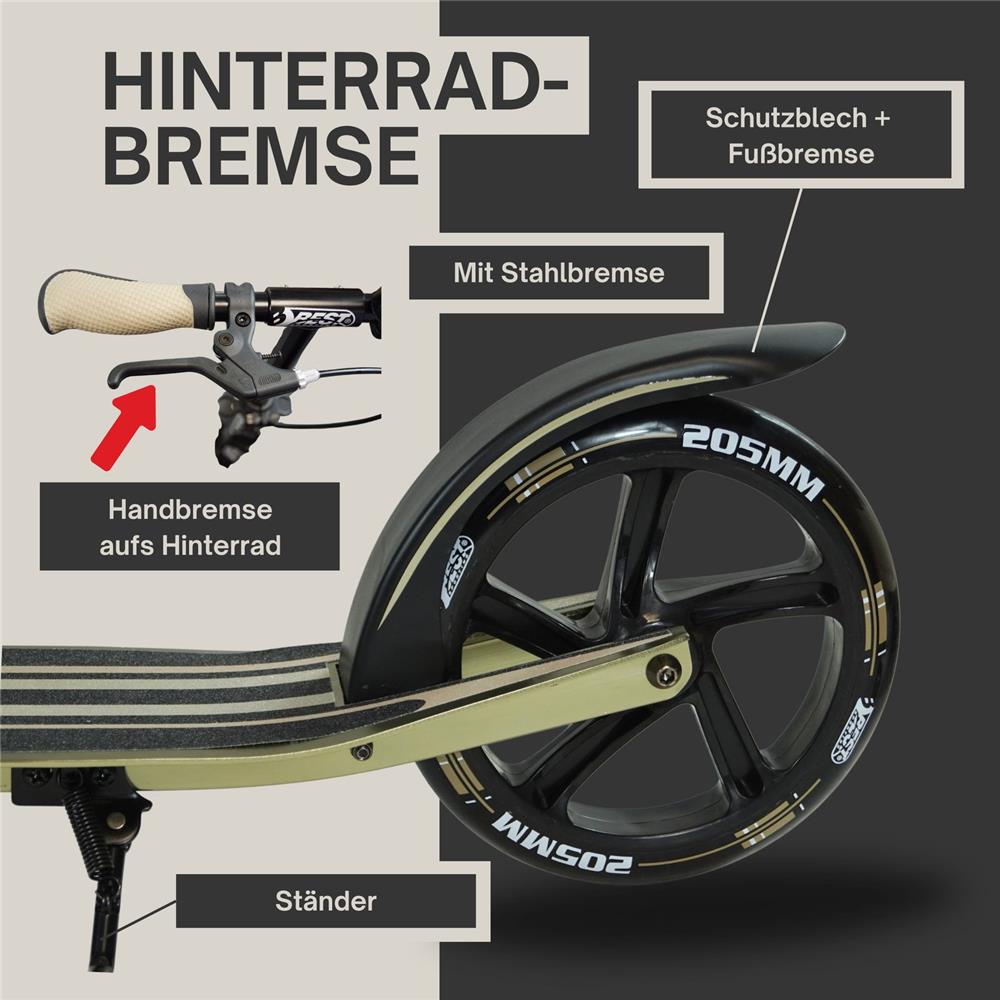 Best Sporting Cityroller 205 mm klappbar, Schwarz-Gold